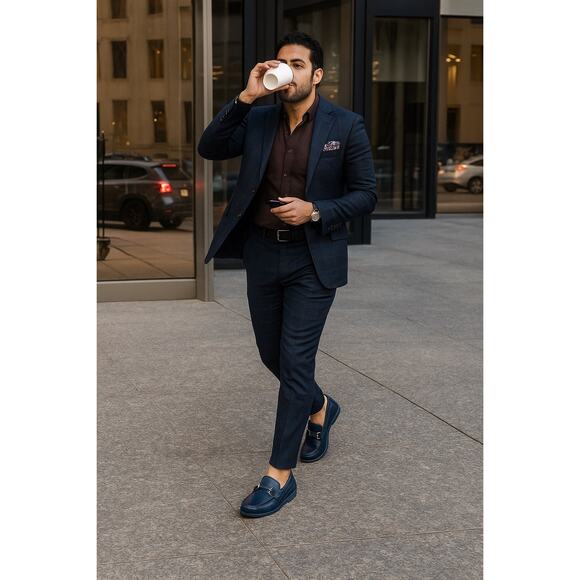 Ferragamo Navy Leather Gancini Loafers – NWOT, Gunmetal Bit, Italian Classic - Picture 9 of 16